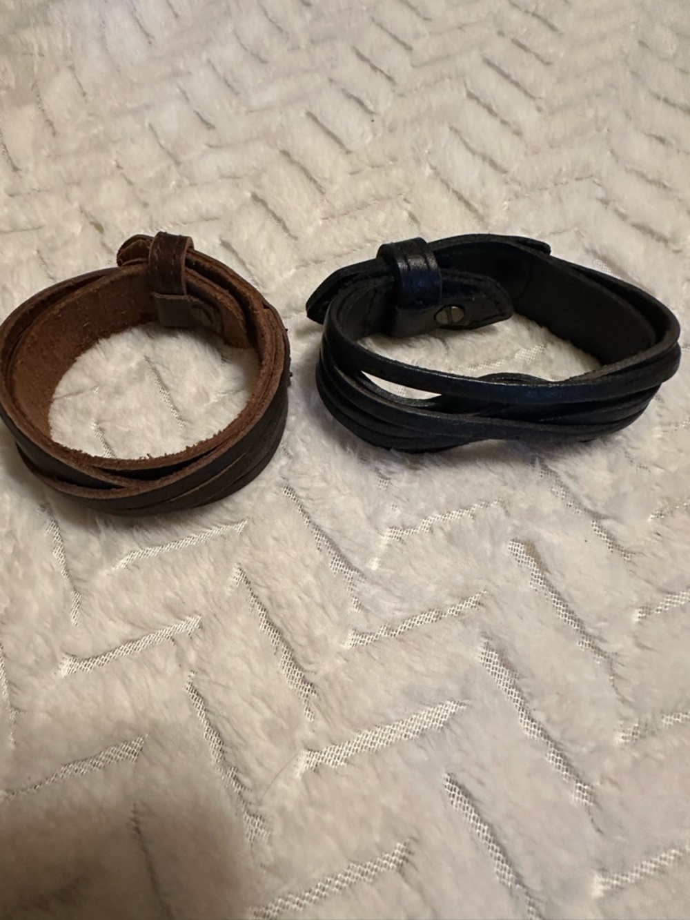 Women’s 2- Black & Brown Braided Leather Wrap Bracelets